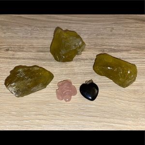 Raw Citrines, Rose Quartz Turtle 🐢  Blue ❤️Heart Sandstone Pendant